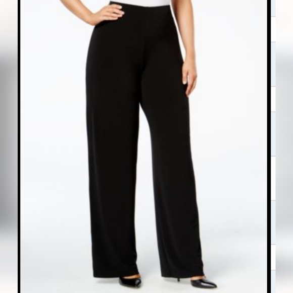 ALFANI Black Straight Leg Flowy Dress Pants - Picture 3 of 8